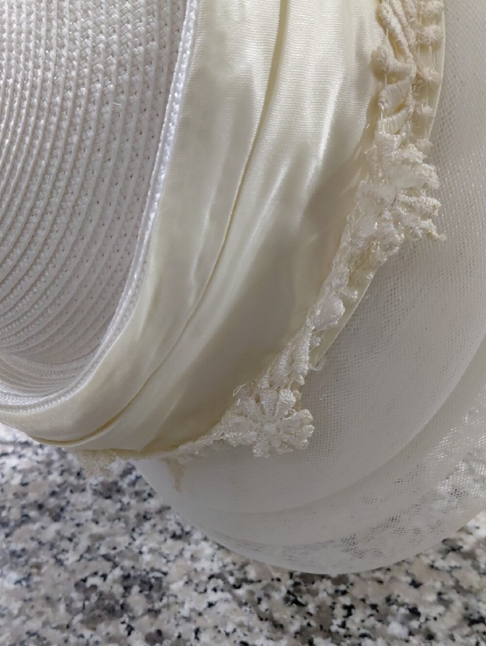 Elegant Cream Women's Dress Hat with Bow Mr.Hi Collection Little Stain Inside - Picture 6 of 11
